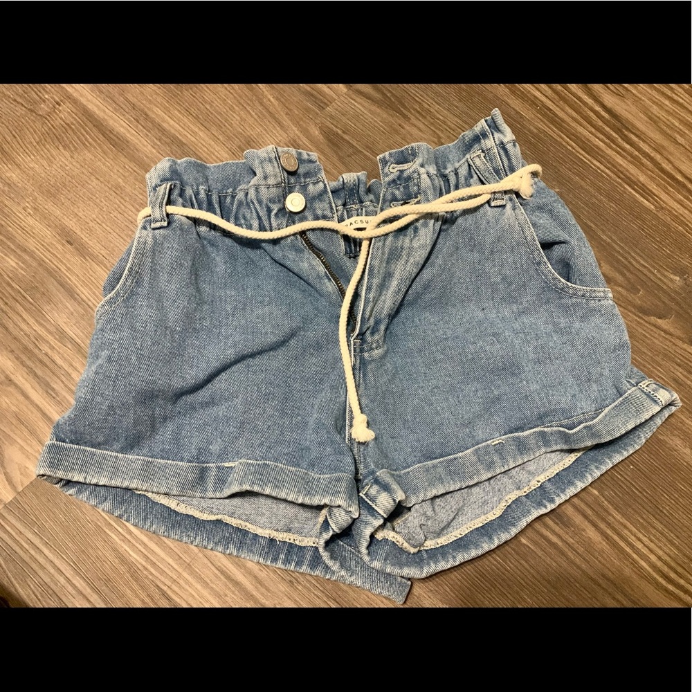 Pacsun paperbag waist mom shorts Denim